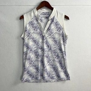 Pebble Beach Womens Top Size Med Sleeveless Pique Polo Golf Shirt Performance